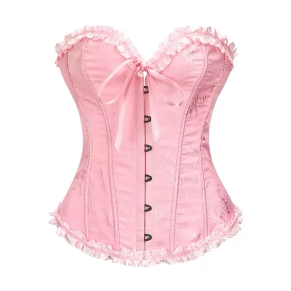 Yellow Jacquard Ruffled Trim Boned Sexy Overbust Push Up Bustier Top Corset Mujer Slimming Corsets For Women Sexy Gothic Clothes - AliExpress 