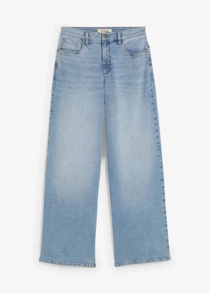 trendige Jeans mit weitem Bein - blau, Regulär - Damen | bonprix
