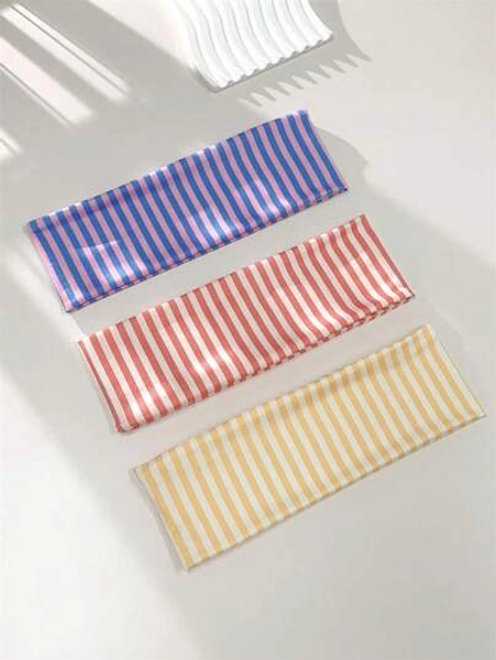 1pc/2pcs/3pcs Women Elegant Sweet Striped Print Elastic Fabric Sports Headband, Suitable For Daily, Fitness, Running, Yoga, Sweat-Absorbing Hair Band Headscarf, Fashion Hair Accessory, Bohemian Style Headband Fall Head Band Winter Hair Accessories For Women For Vacation Outfits Woman