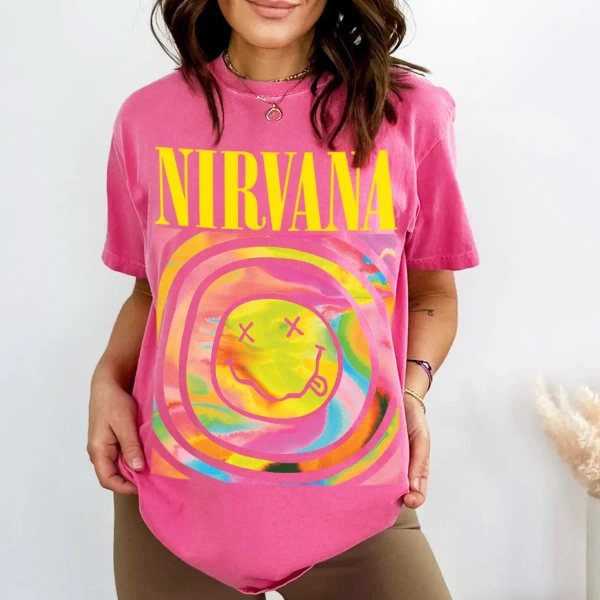 Comfort Colors Nirvana-Inspired Smiley Face Garment-Dyed T Shirt