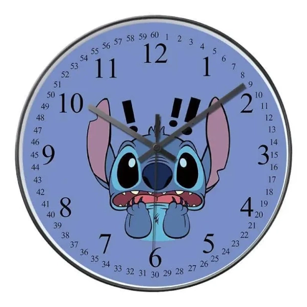 Kawaii New Lilo Stitch Cartoon Creative Anime Wall Clock Cute Fashion Simple Silent Clock Bedroom