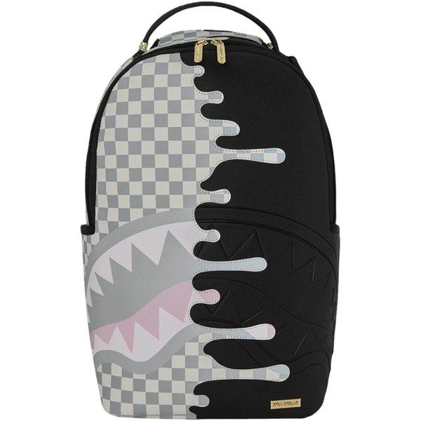 Sprayground Cream Check Side Drip Backpack - Black/Cream/Grey