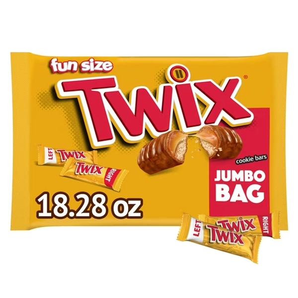 Twix Caramel Fun Size Chocolate Cookie Candy Bars, 18.28 oz Bag