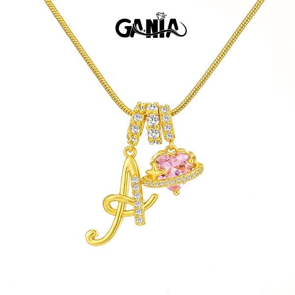 GANIA Art Design Letter Necklace with Customizable Name, Gold Chain Set, Hypoallergenic, Adjustable Size, Perfect Gift for Women and Girls