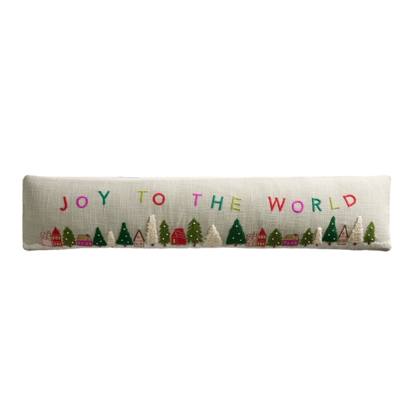 Extra Wide Joy to the World Embroidered Lumbar Pillow - World Market
