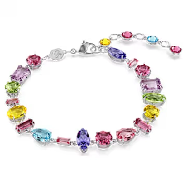 Gema bracelet, Mixed cuts, Multicolored, Rhodium plated