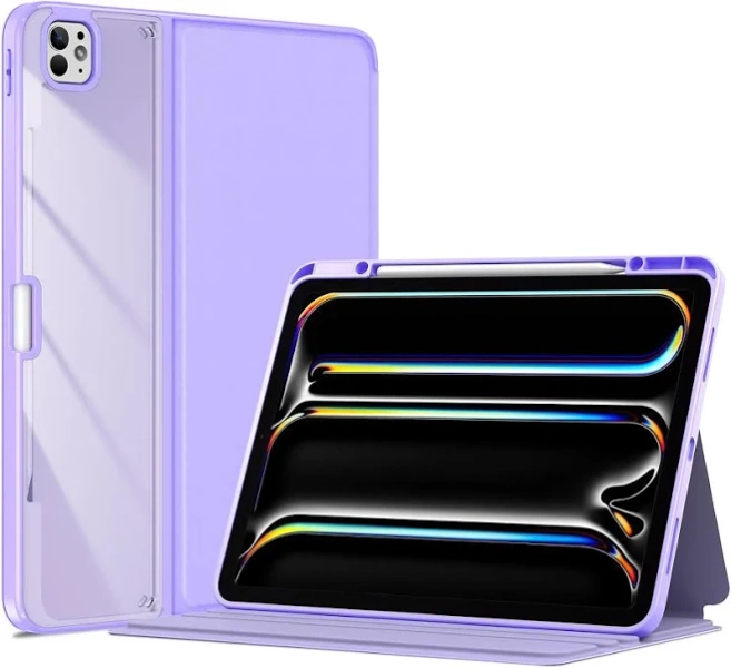procase iPad Pro 13" 2025 M5/ 2024 M4 Clear Back Slim Folio Case with Pencil Holder