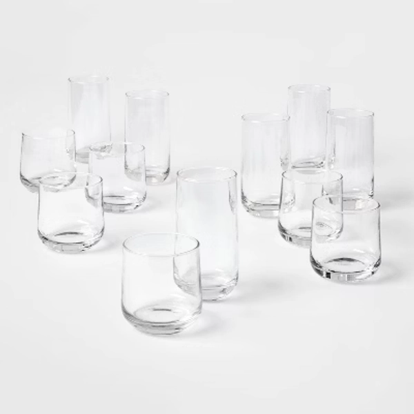 12pc Glass Shoreham Double Old Fashion and Highball Glasses Set - Threshold™: Drinking Glasses Set, Dishwasher-Safe