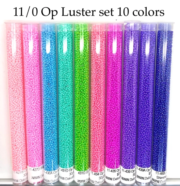 11/0 Opaque Luster round seed bead set 10 colors
