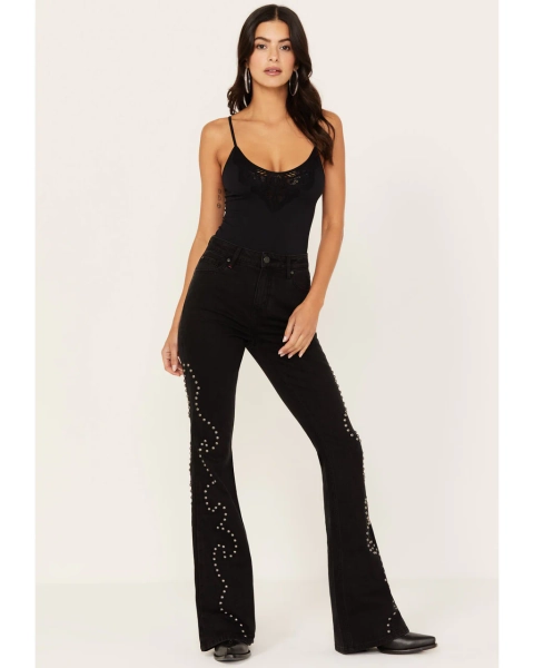 Alameda High Risin Studded Stretch Flare Jeans