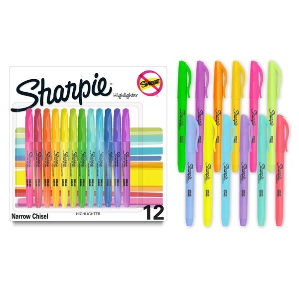 Sharpie Pocket Highlighters, Assorted, Chisel Tip, 12 Count - Walmart.com