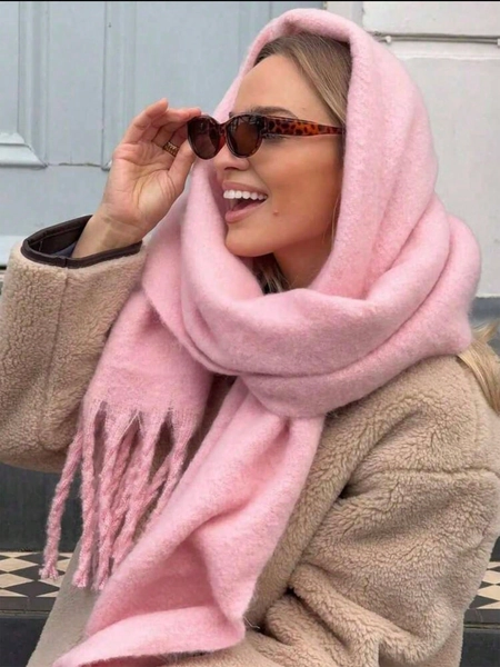 1pc Women's New Fluffy Tassel Scarf Warm Comfortable Shawl Windproof Warm For Outdoor Versatile For Daily Wear Autumn/Winter Women Winter Scarves
