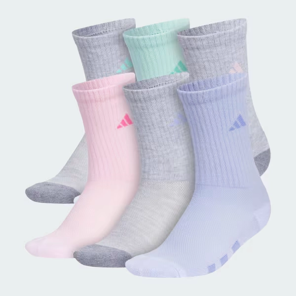 Athletic Cushioned 6-Pack Crew Socks Kids
