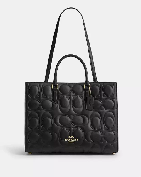 Gold/Black Maggie Tote Bag In Signature Leather