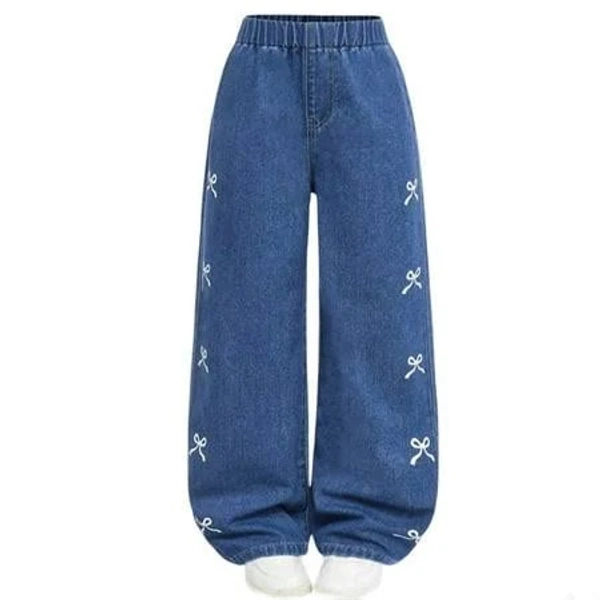 Girls' Cute Printed Bow Wide Leg Pants