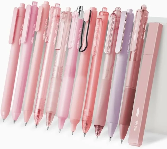 Mr. Pen Gel Ink Pen Set 12 Pcs Pastel Pink Barrel