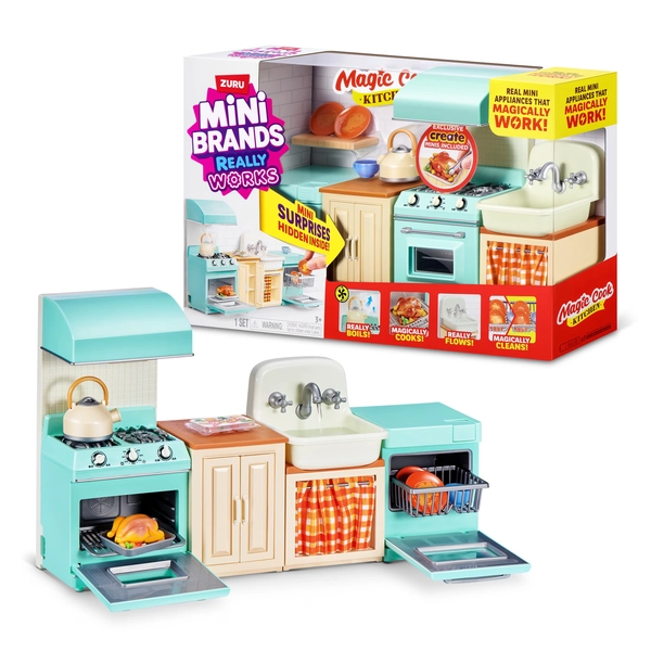 Mini Brands Magic Cook Kitchen Playset Series 1 with Cooking Features & Accessories by ZURU for Ages 3+ - Walmart.com