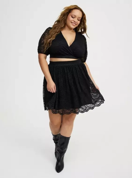 Surplice Mini Skirt Set