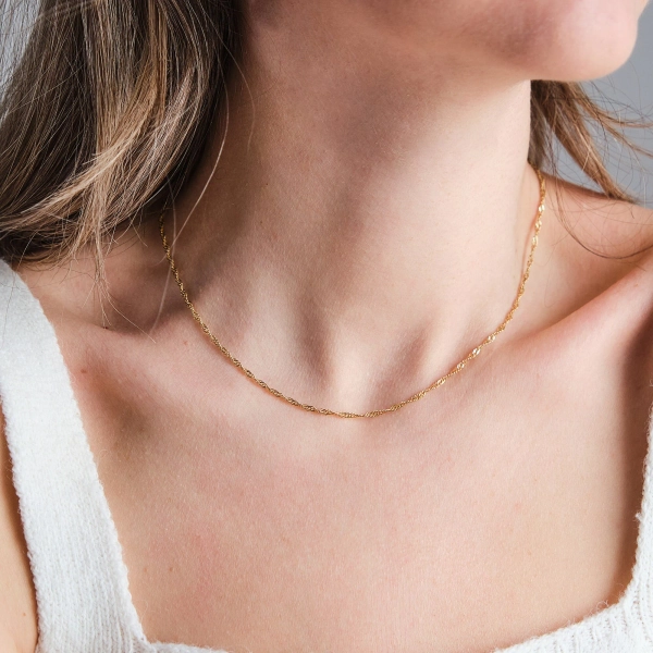 Twist Chain Necklace, Dainty Layering Necklace, Minimalist Gold Chain Necklace, Everyday Jewelry, Gift for Her, Christmas Gifts, Mom Gifts