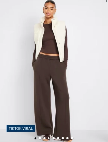 High-Waisted Bounce Fleece Wide-Leg Sweatpants