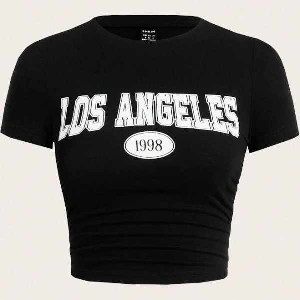 SHEIN Letter Print Crop Top T-Shirt