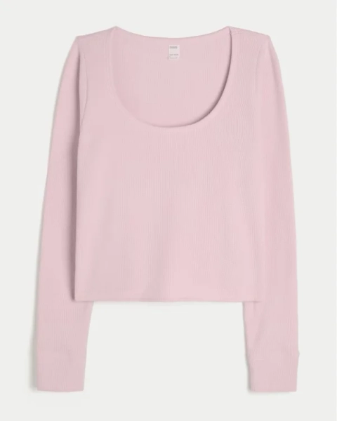 Gilly Hicks Cozy Waffle Long Sleeve Scoop Top