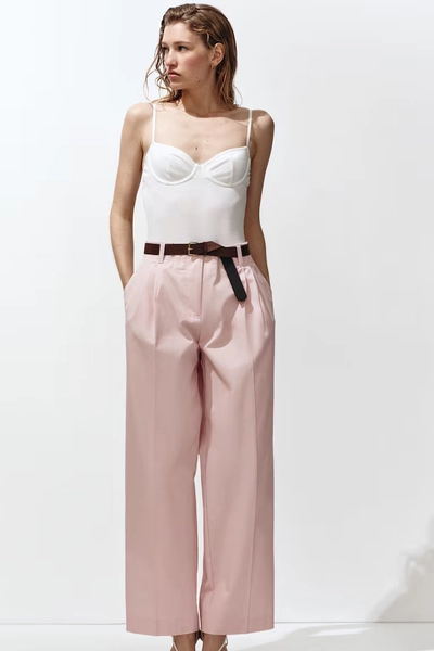 Belted cotton chinos - Light pink