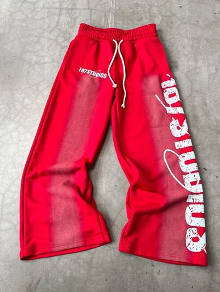Men's Loose Letter Print Drawstring Waist Straight Leg Pants