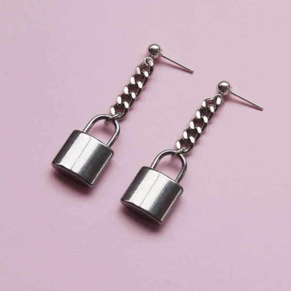Lock Drop Earrings