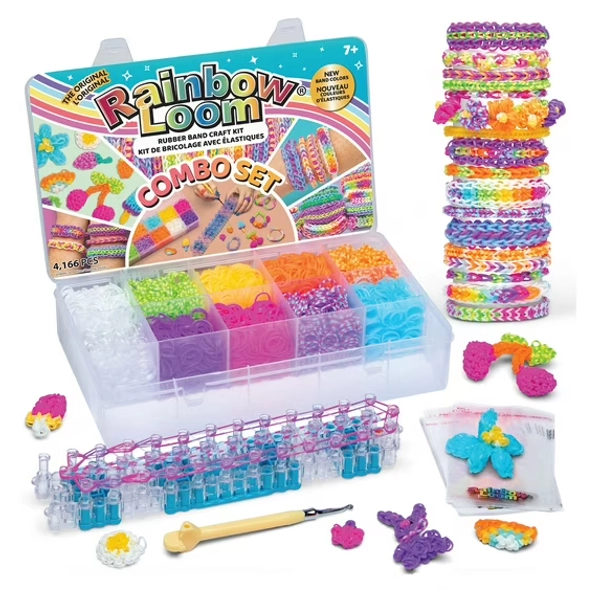 Rainbow Loom Combo Craft Set- Includes 4,000 Latex Free Rubber Bands, 9 Different Colors, Step by Step Directions, Convenient Storage Case, Ages 7+