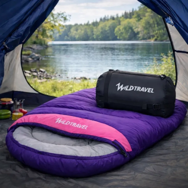 Saco De Dormir Extremo Wild Travel -15° Morado y Rosa 1800g