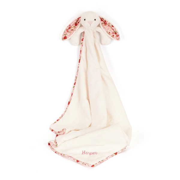 Couverture Blossom Cream Bunny 'Berry' Personnalisée