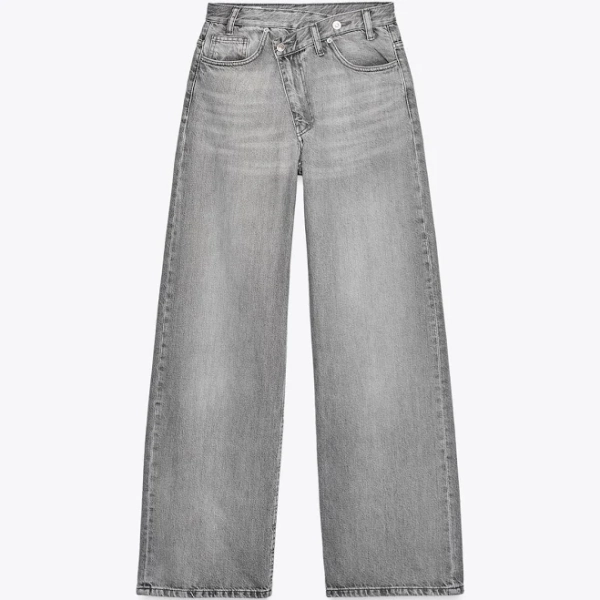 Zara Women's Trf High-Waist Wide Leg Crossover Jeans