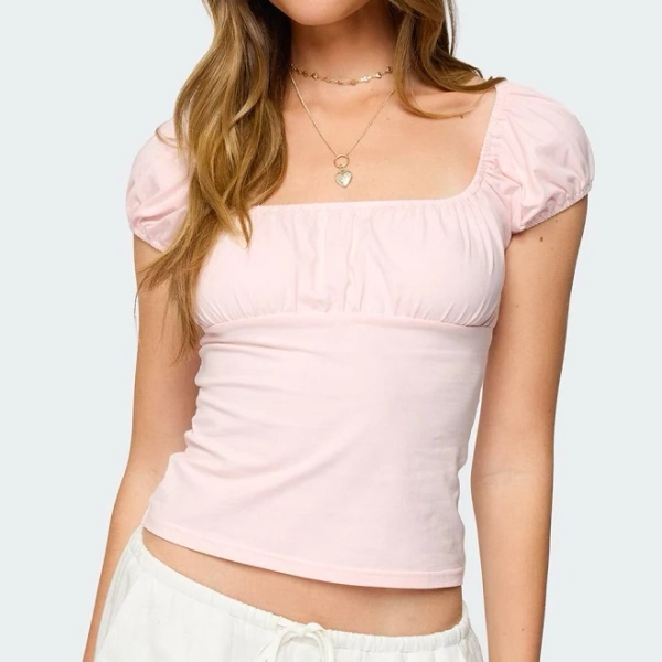 Edikted Women's Oleana Gathered Bust Stretch Cotton Top