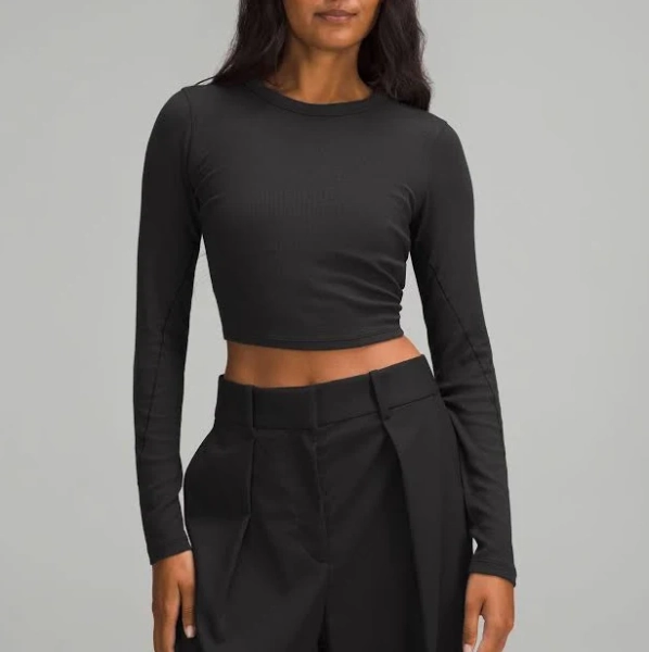lululemon Women's Casual Hold Tight Straight-Hem Cropped Long-Sleeve Shirt