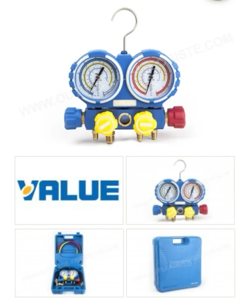 Manifold 4 voies Value VMG-4 R32 R410A R134a R407C Outillage frigorifique pour frigoriste et climaticien