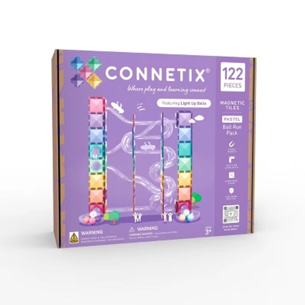 CONNETIX Magnetic Tiles Pastel Ball Run Pack Building Blocks 122pc