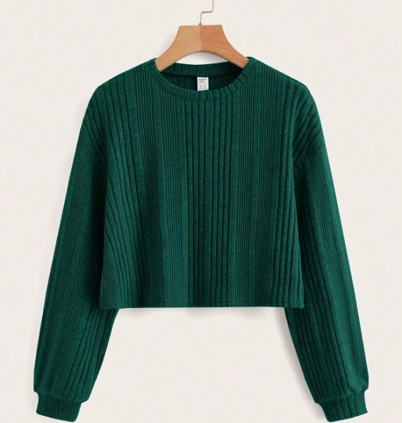 SHEIN Teen Girl Drop Shoulder Ribbed Knit Tee