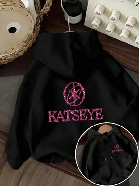 KATSEYE Glitter Print Hoodie | Casual Crew Neck Sweatshirt With Drawstring, Fleece-Lined, Warm And Comfortable For Fall/Winter
