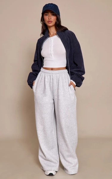 Petite Grey Super Wide Leg Joggers