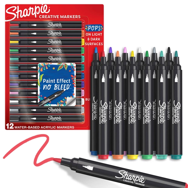 Sharpie Creative Markers, Water-Based Acrylic Markers, Bullet Tip, Assorted Colors,12 Count - Walmart.com