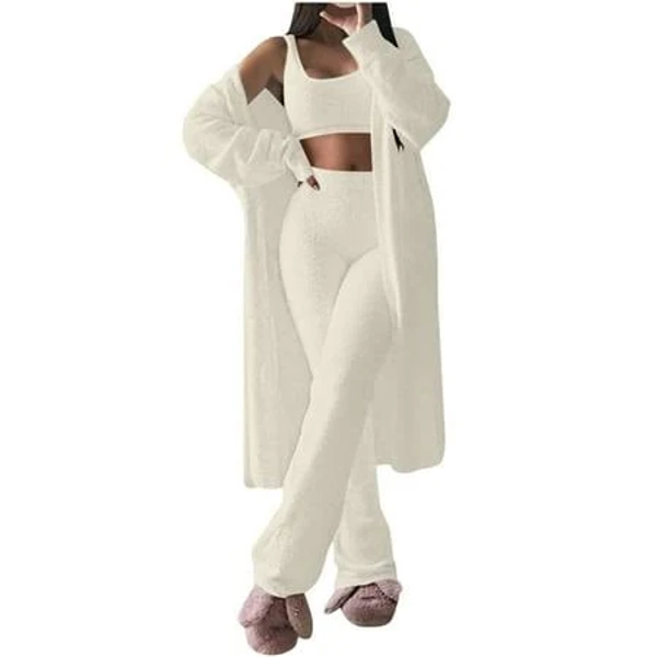 Women's Fuzzy Sherpa Fleece 3 Piece Loungewear Set