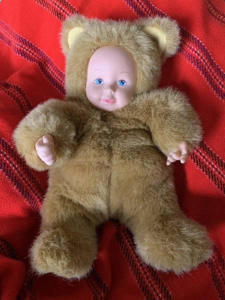 ANNE GEDDES Vintage 1998 Baby Brown Bear Beanie Doll - 8”