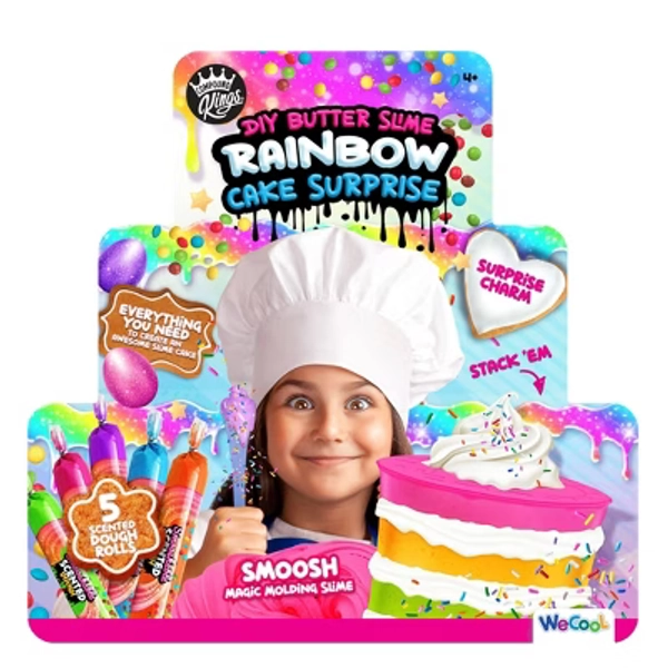Compound Kings DIY Butter Slime Rainbow Cake Surprise: Creative Thinking Activity with Sculpting Tool, 20 Pieces