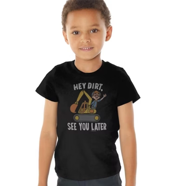 Blippi Hey Dirt  See You Later Kids T Shirt (4T) For Toddlers  Black
