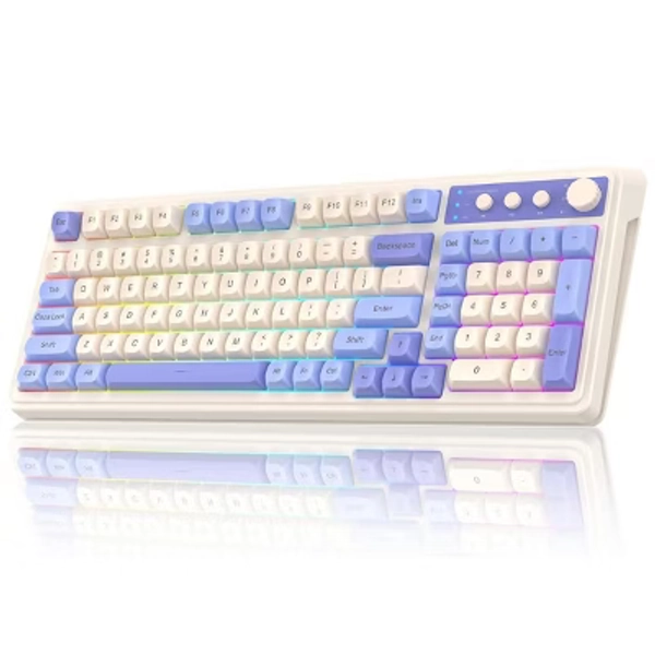 AULA S99, 99-Key, Wireless, Membrane, Gaming Keyboard, RGB, 5-Layer Padding, 2000 mAh Battery, Knob