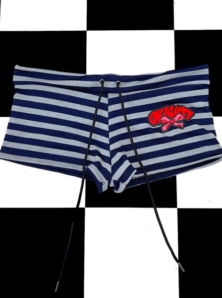 SWEET LORD O'MIGHTY! RIBBON BOY SHORT IN GREY STRIPES