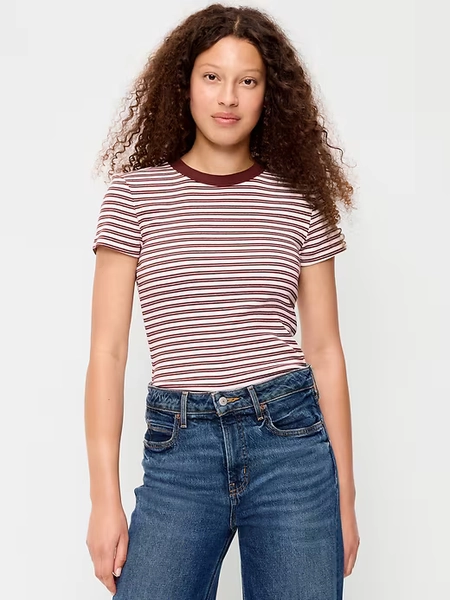 Snug Crew-Neck Ribbed T-Shirt