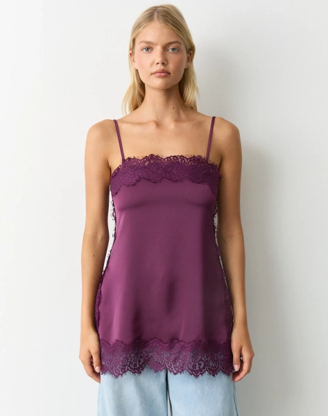 Satin Lace Square Neck Cami