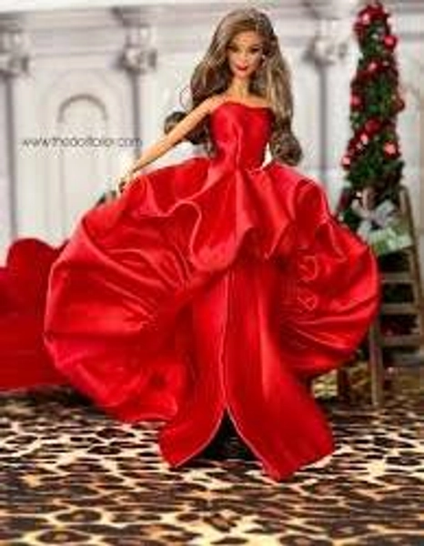 Red gown for Barbie dolls Christmas balloon dress for barbie